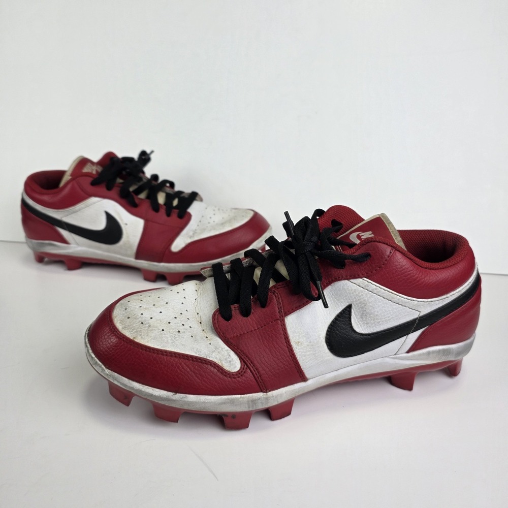 Nike Air Jordan 1  Baseball Cleats Mens 12 Red Chicago Low Retro MCS Lace Up